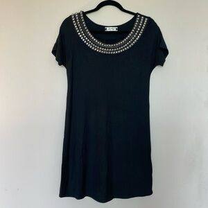 Cool Black short sleeve dress by Sweetees, Beaded details, Size Medium